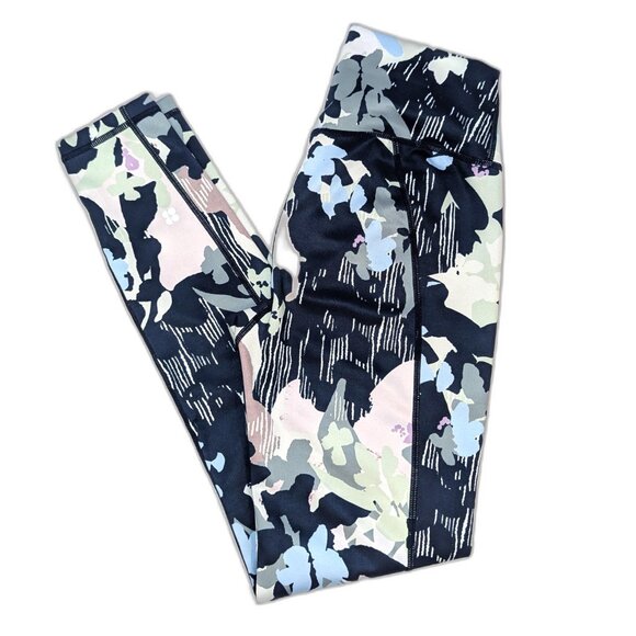 Sweaty Betty | Super Sculpt Full Length Navy & Green Floral Leggings | Size 6 - Picture 10 of 13